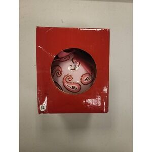 Kirklands Monogram Ornament Letter R Pink Paisley Glass Christmas Holiday Decor‎